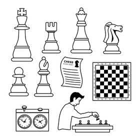 Chess icons set black and white vector