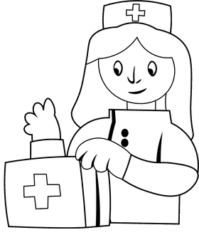 Nurse Med Kit black and white clipart