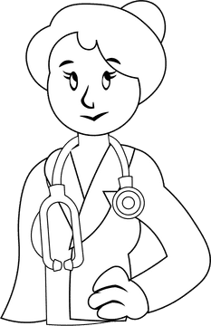 Nurse with Stethoscope black and white clipart