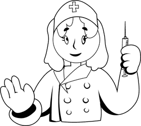 Nurse with syringe black and white clipart