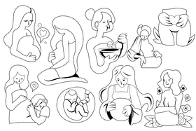 Pregnant black and white vector