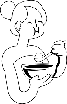 Pregnant Eating black and white clipart