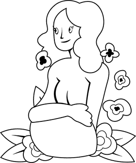 Pregnant Flowers black and white clipart