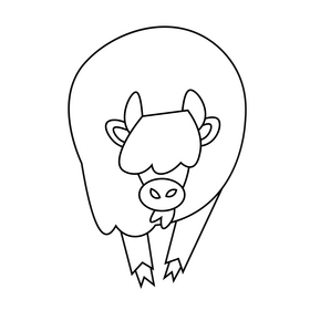 Cartoon bison big black and white clipart vector free download