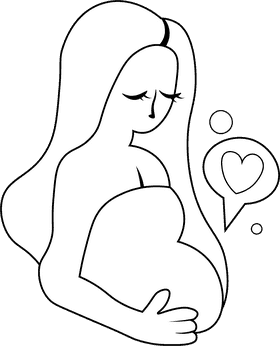 Pregnant black and white clipart