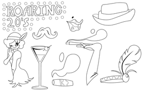Roaring 20s black and white vector