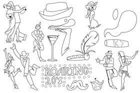 Roaring 20s black and white vector