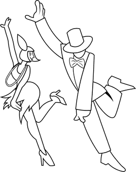 Roaring 20s Dance Couple black and white clipart