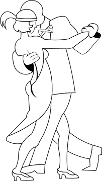 Roaring 20s Dance Couple black and white clipart