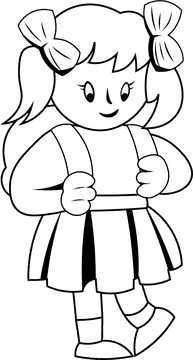 Student Girl black and white clipart