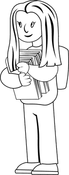 Student Girl black and white clipart