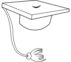Student Hat black and white clipart