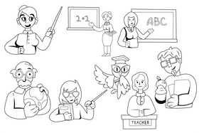 Teacher black and white vector