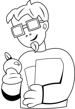Teacher with Apple black and white clipart