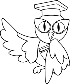 Teacher Owl black and white clipart