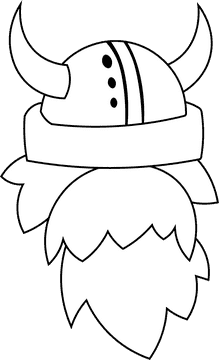 Viking Beard black and white clipart