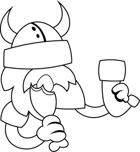 Viking Eating black and white clipart