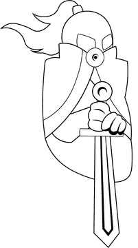 Warrior Knight Cloak black and white clipart