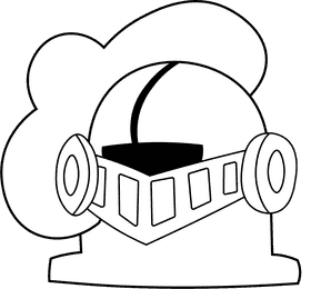 Warrior Knight Helmet black and white clipart
