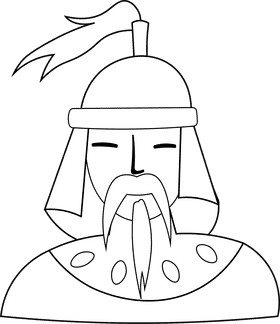Warrior Mongol black and white clipart