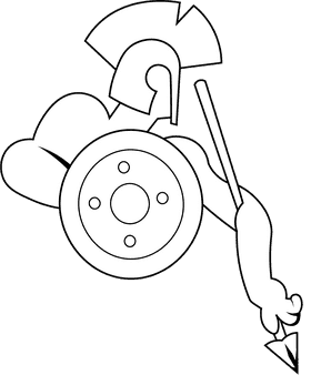Warrior Spartan black and white clipart
