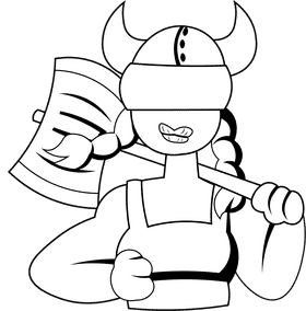 Viking warrior black and white clipart