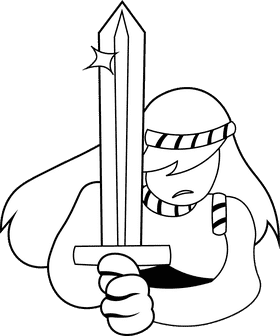 Woman warrior black and white clipart