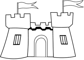Castle Red Flags black and white clipart