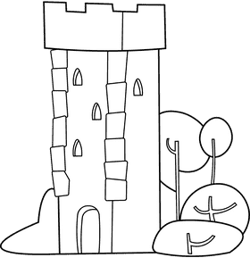 Castle Tower black and white clipart