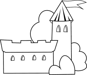 Castle Yellow Tower black and white clipart