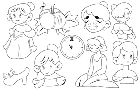 Cinderella black and white vector