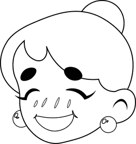 Cinderella Head Smile black and white clipart