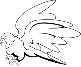 Falcon Flying black and white clipart