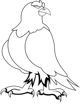 Falcon Standing black and white clipart