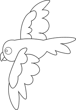 Macaw Fly black and white clipart