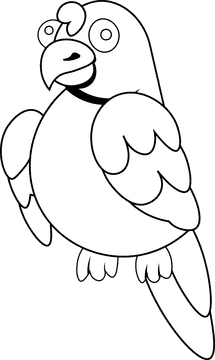 Macaw parrot bird black and white clipart