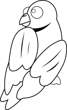 Macaw Sitting black and white clipart