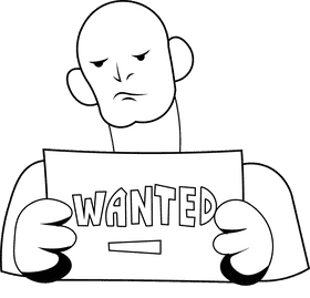 Prisoner Wanted black and white clipart
