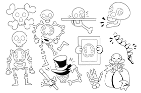 Skeleton black and white vector