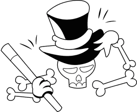 Skeleton Hat black and white clipart