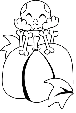Skeleton Pumpkin black and white clipart