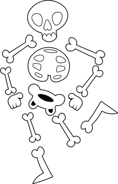 Skeleton black and white clipart