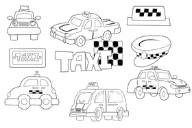 Taxi black and white vector