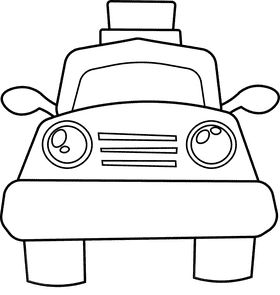 Taxi Car black and white clipart