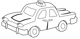 Taxi Car black and white clipart