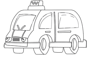 Taxi Car black and white clipart