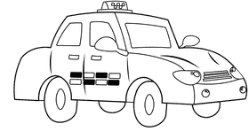 Taxi Car black and white clipart