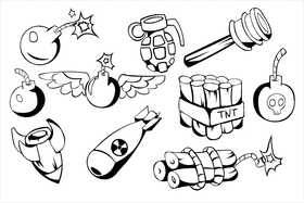 Bomb black and white vector