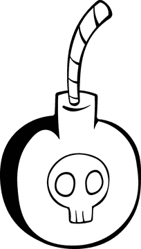 Bomb Skull Ball black and white clipart