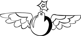 Bomb Wings Ball black and white clipart